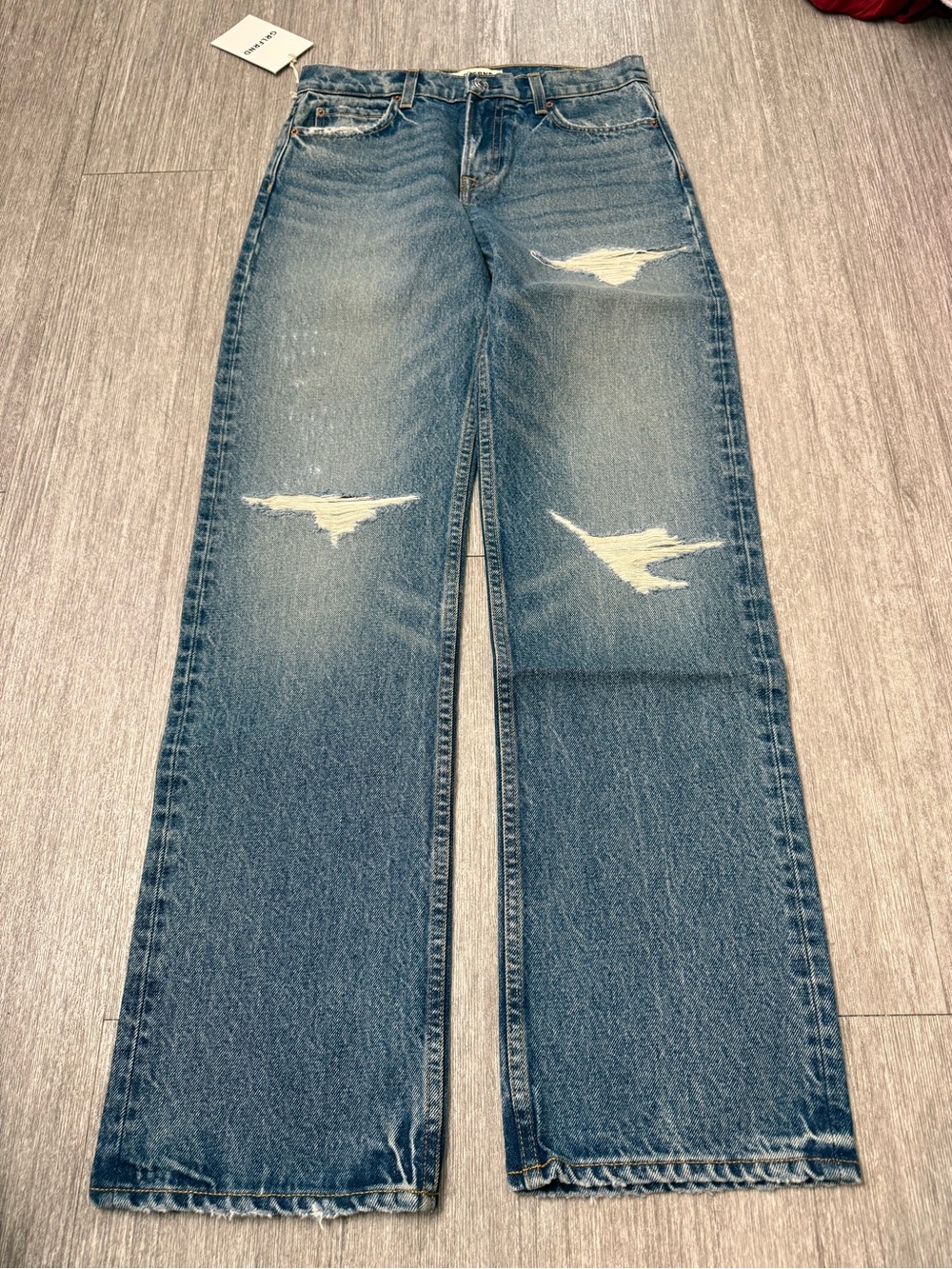 GRLFRND Graham Low Rise Relaxed Straight Jeans Vermont Ave Rips 25 NWT